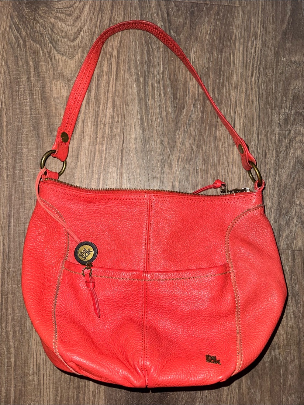 The Sak Coral Red Leather Shoulder Bag